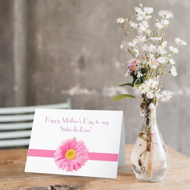 Happy Mother's Day Sister-In-Law Pink Daisy Holiday Card (Creator Uploaded)