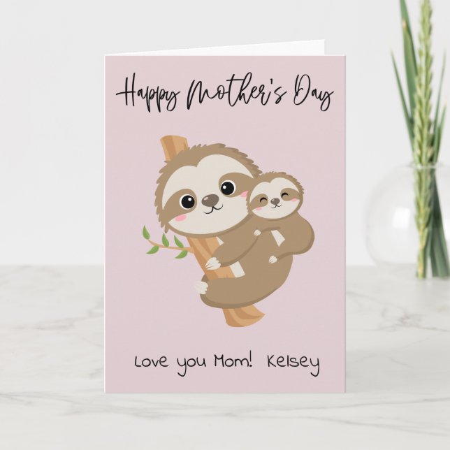 Happy Mother's Day Sloth Customised Card (Front)