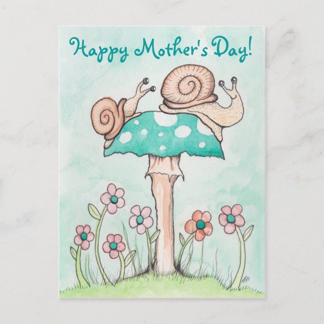 Happy Mother's Day Snails Postcard (Front)