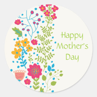 Happy Mother's Day Spring Flowers Classic Round Sticker