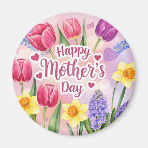 Happy Mother's Day, spring flowers, Magnet