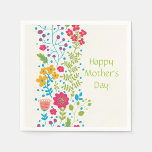 Happy Mother's Day Spring Flowers Napkin