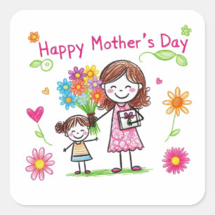 Happy Mother's Day Square Sticker