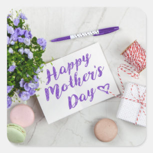 HAPPY MOTHER'S DAY SQUARE STICKER