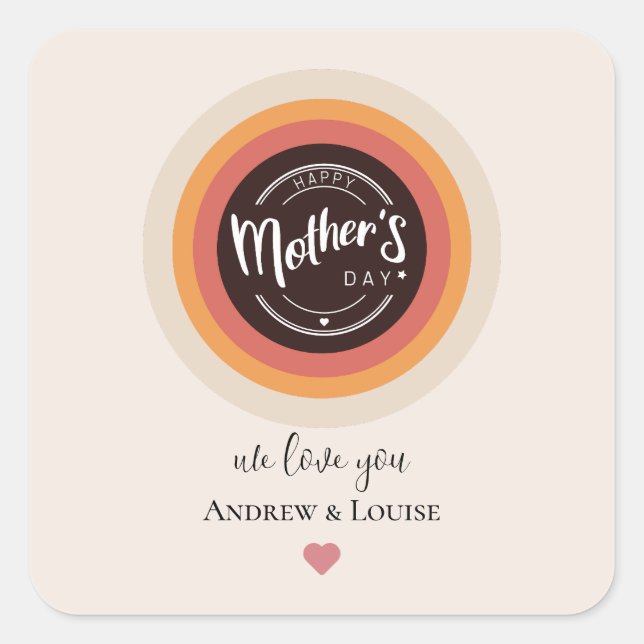 Happy mother's day square sticker (Front)