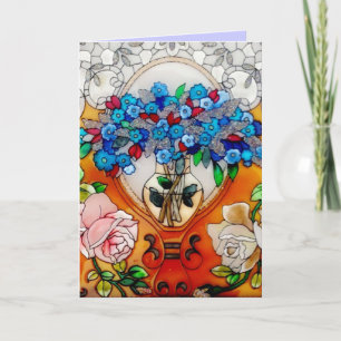 Happy Mother's Day Stained Glass Flowers in Vase C Card