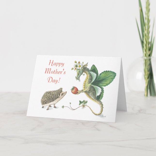 Happy Mother's Day Strawberry Dragon Card (Front)