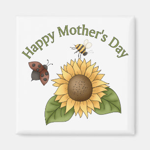 happy Mothers Day Sunflower, Butterfly, Bee Magnet