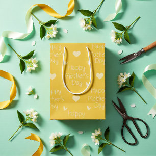 Happy Mother's Day Sunny Yellow Heart Medium Gift Bag