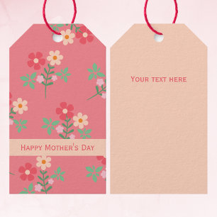Happy Mother's Day Sweet Pink Daisy Bouquet Retro Gift Tags