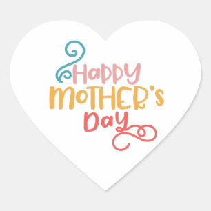 Happy Mothers Day Swirl Amazing gift for mum Heart Sticker
