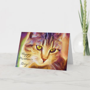 Happy Mother's Day Tabby Cat Art greeting card