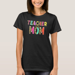 Happy Mother's Day Teacher Mum Leopard Print Women T-Shirt
