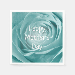 Happy Mother's Day Teal Rose Abstract Photography Napkin
