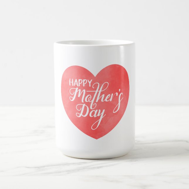 Happy mother's day text, pink heart mum coffee mug (Center)