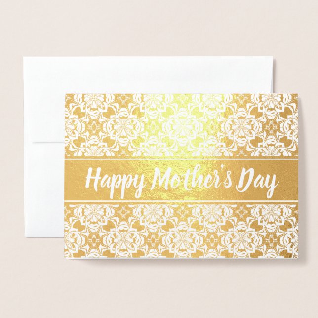 Happy Mother's Day Text Template Elegant Gold (Front With Envelope)