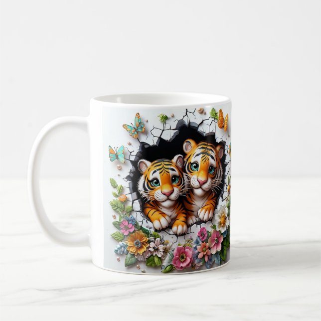 Happy Mother's day Tiger And Cub design Coffee Mug (Left)