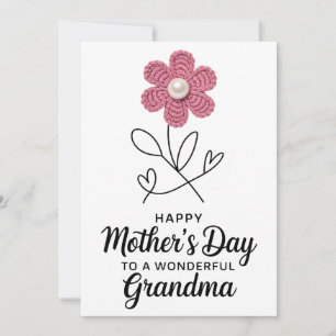 Happy Mother's Day To A Wonderful Grandma Crochet Invitation