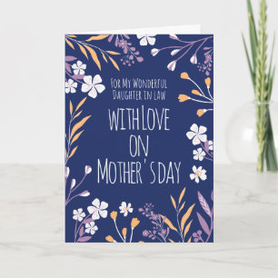Happy Mothers Day To Daughter in Law Blue White Card