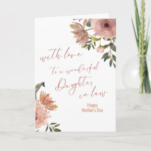 Happy Mothers Day To Daughter in Law Dusty Pink Card