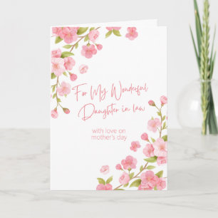 Happy Mothers Day To Daughter in Law Pink Floral Card