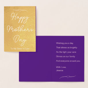 Happy Mother's Day To My Sister-In-Law Purple and Foil Card