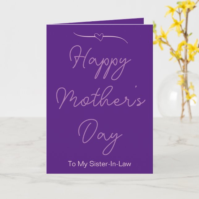 Happy Mother's Day To My Sister-In-Law Purple Card (Yellow Flower)