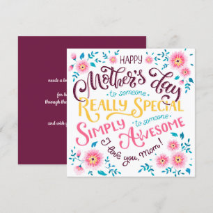 Happy Mother's Day   to Special and Awesome Mum Holiday Card