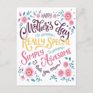 Happy Mother's Day   to Special and Awesome Mum Holiday Postcard