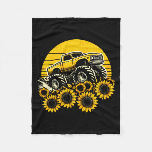 Happy mother's day toddler sunflower monster truck fleece blanket