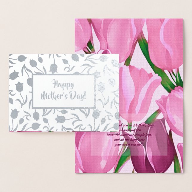 Happy Mother's Day. Tulip Painting Luxury  Foil Card (Display)