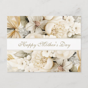 Happy Mother's Day Vanilla cream Floral script Postcard