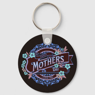 Happy Mother's Day Victorian Floral Flowers Key Ring