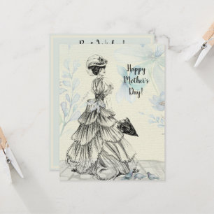 Happy Mother's Day Victorian Woman Parasol Birds