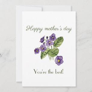 Happy Mother's day Violets Flat Holiday Card