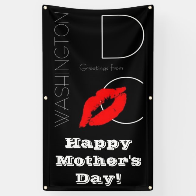 Happy Mother's Day Washington DC Red Lipstick Kiss Banner (Vertical)