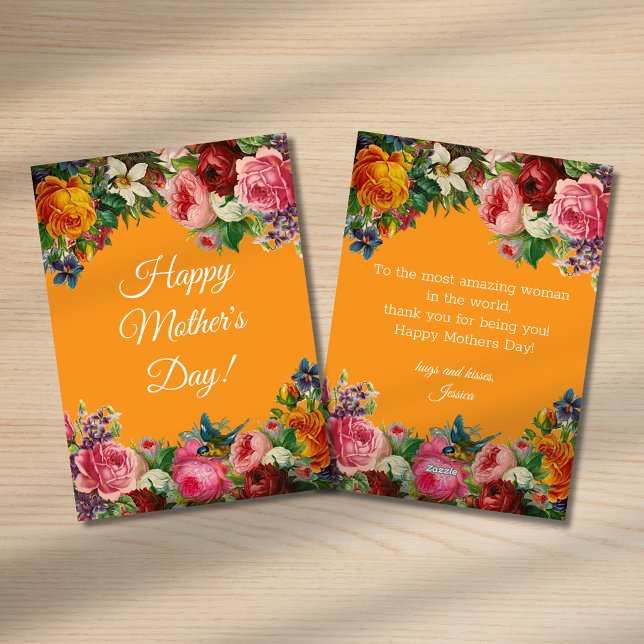 happy mothers day watercolor botanical orange holiday card (Creator Uploaded)