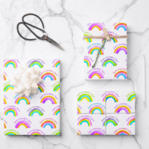 Happy Mother's Day Watercolor Rainbow Pattern Wrapping Paper Sheet