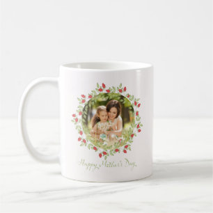 Happy Mother's Day Watercolor Rose Floral Photo Coffee Mug