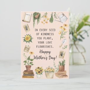 Happy Mother's Day Watercolor Sunflower Gardening  Holiday Card