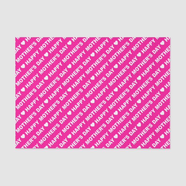 Happy Mother's Day White on Hot Pink Tissue Paper (Front)