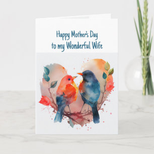 Happy Mother's Day Wife Cute Birds Card