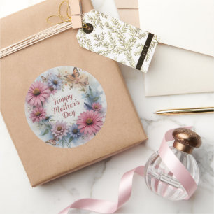Happy Mother's Day Wildflowers Classic Round Sticker