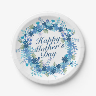 Happy Mother's Day Winter Floral Paper Plate