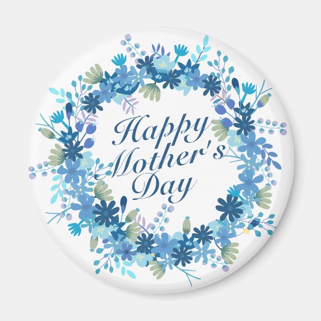 Happy Mother's Day Winter Floral Wreath Magnet (Front)