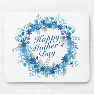 Happy Mother's Day Winter Floral Wreath Mousepad