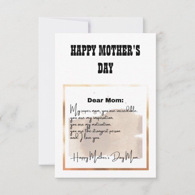 HAPPY MOTHER'S DAY WISHES/ SPECIAL LETTER FOR MOM INVITATION (Front)