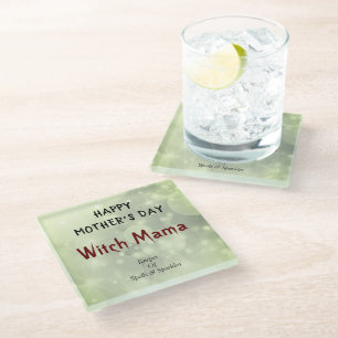 Happy Mother's Day Witch Mama design Glass Coaster