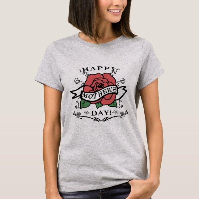 Happy Mother's Day With A Rose T-Shirt (Front)