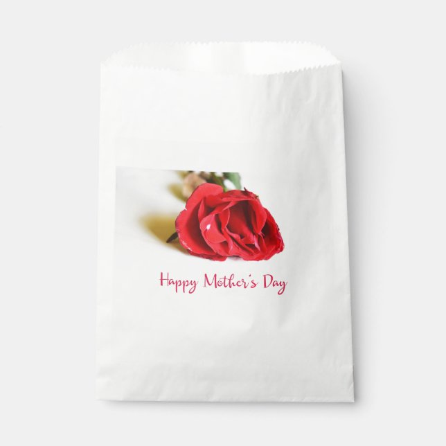 Happy Mother's Day with a Single Red Rose Favour Bag (Front)